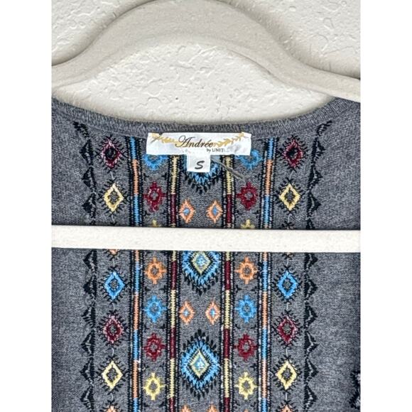 Andree by UNIT Bohemian Tribal Embroidered Open Long Line Cardigan Duster Size S - Picture 5 of 9